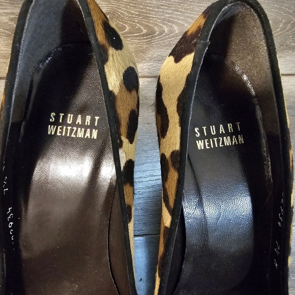 Stuart Weitzman Brown/Beige Leopard Print Wedges Pumps - Picture 8 of 12